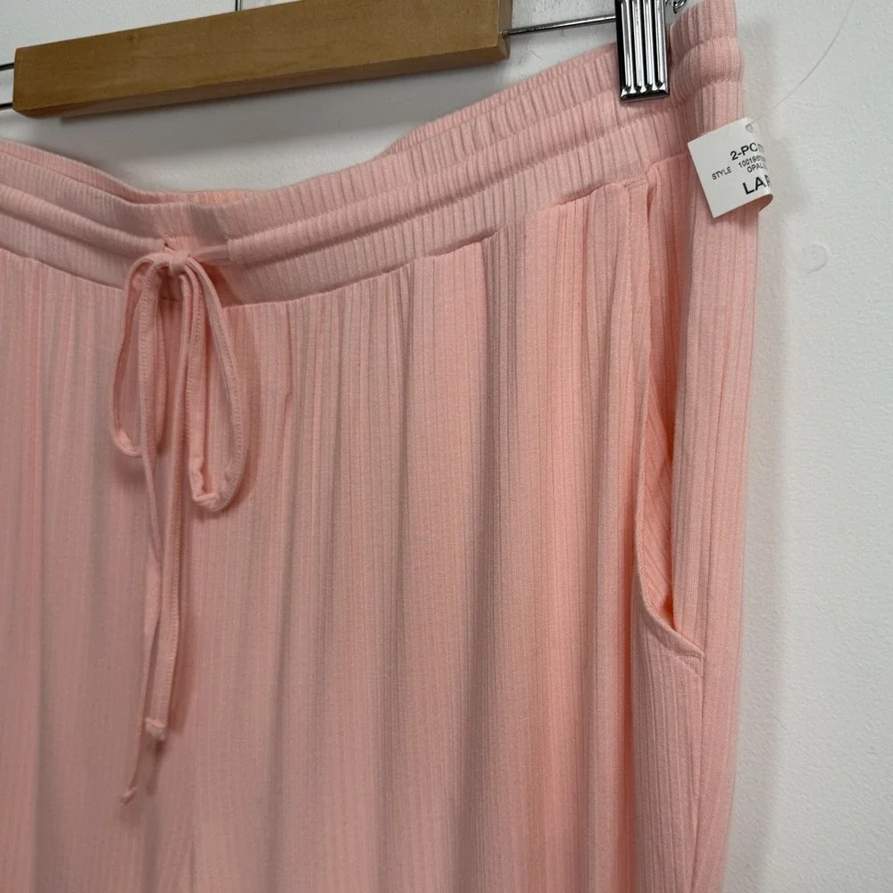 State of Day Pants Womens Large Orange Ribbed Pajamas PJS Drawstring Pockets NWT